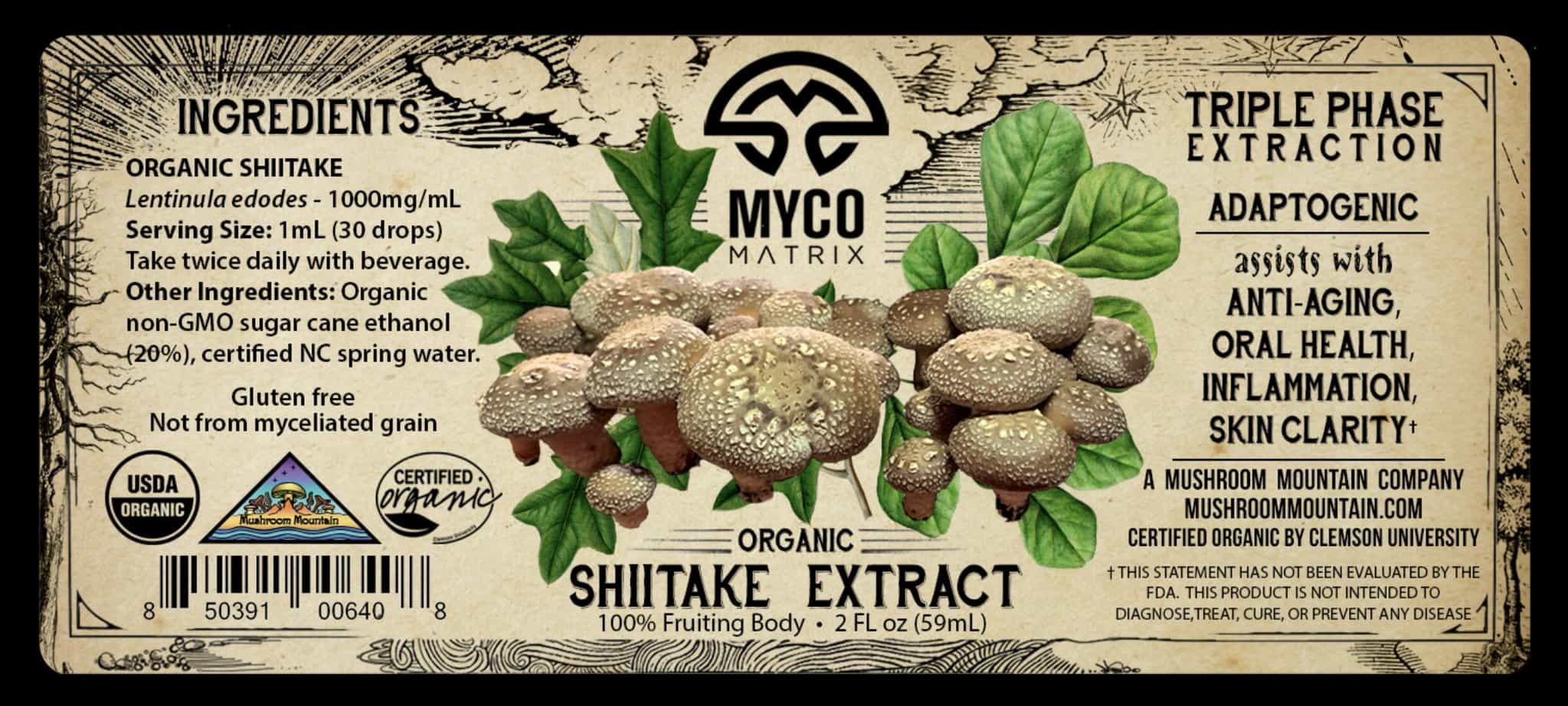 Mycomatrix SHIITAKE Adaptogenic Mushroom Extract - 8oz bottle
