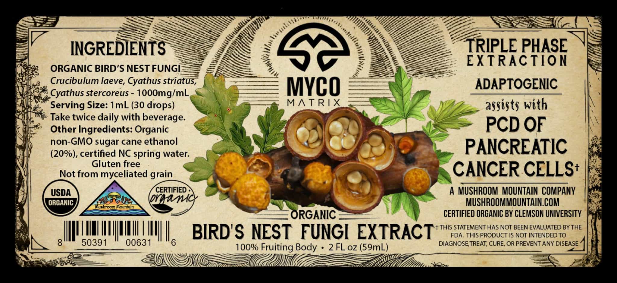 Mycomatrix BIRDS NEST Adaptogenic Mushroom Extract - 8oz bottle