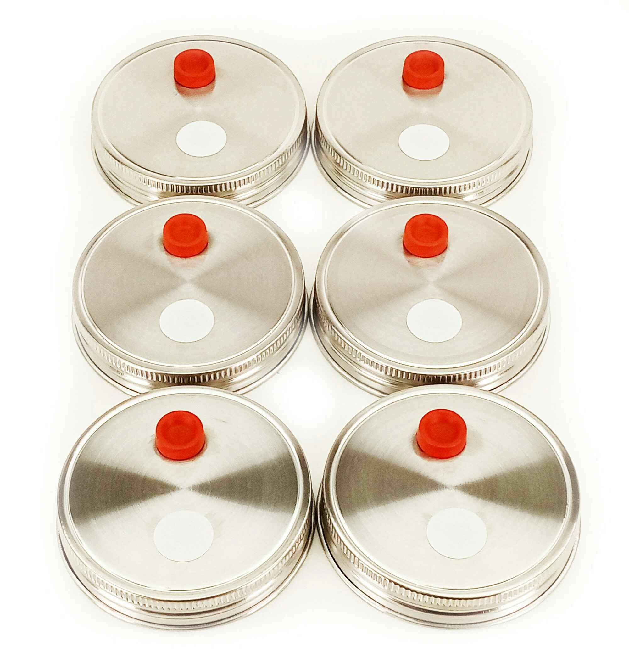 6 Pack Stainless Steel Mushroom Mason Jar Lids For Grain Spawn - Wide Mouth Rust Proof Metal