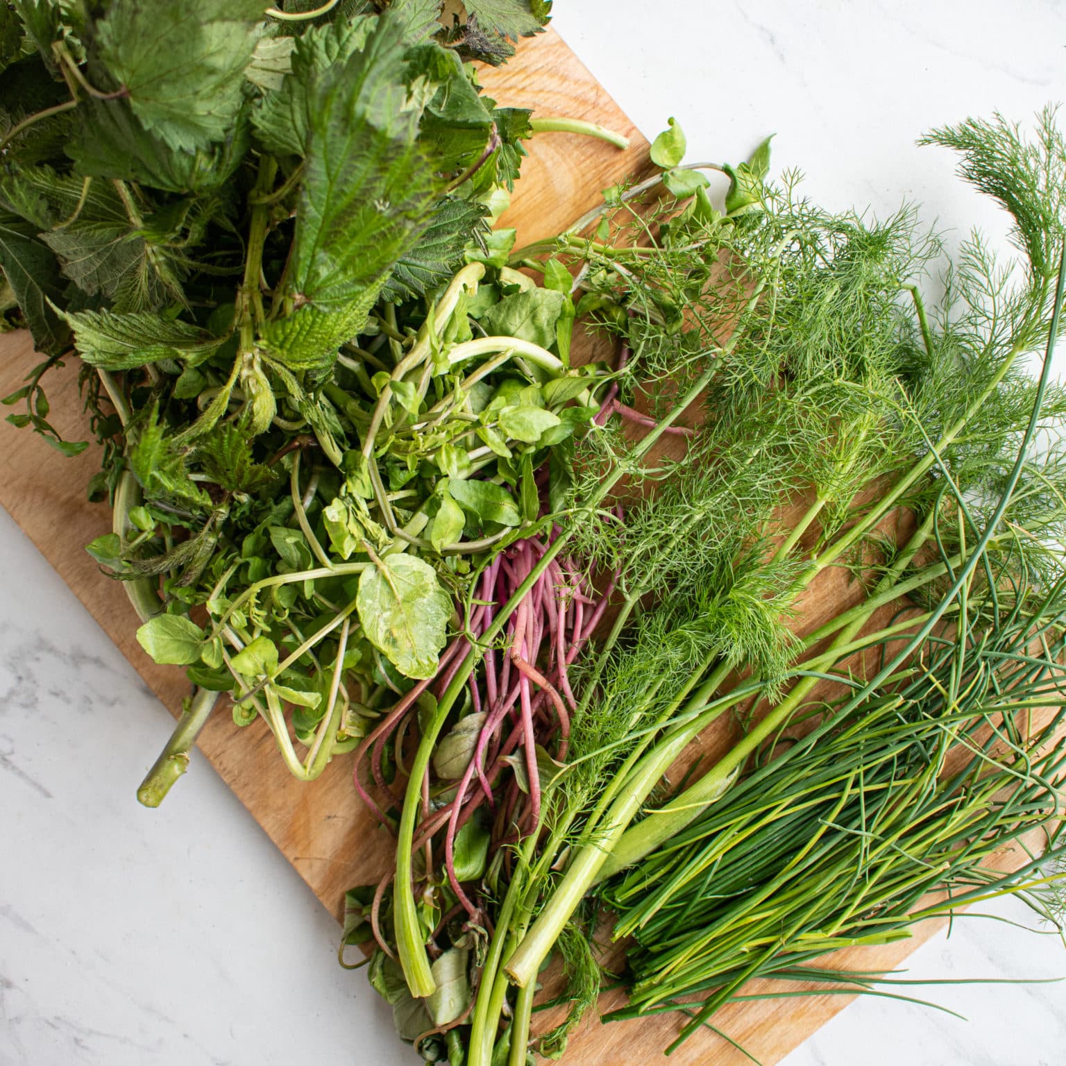 Finely chop greens