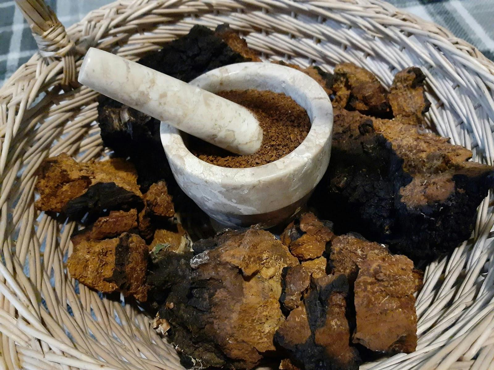 Morel Mushrooms and a  a Grinder Filled with Mushroom powder in a Basket 