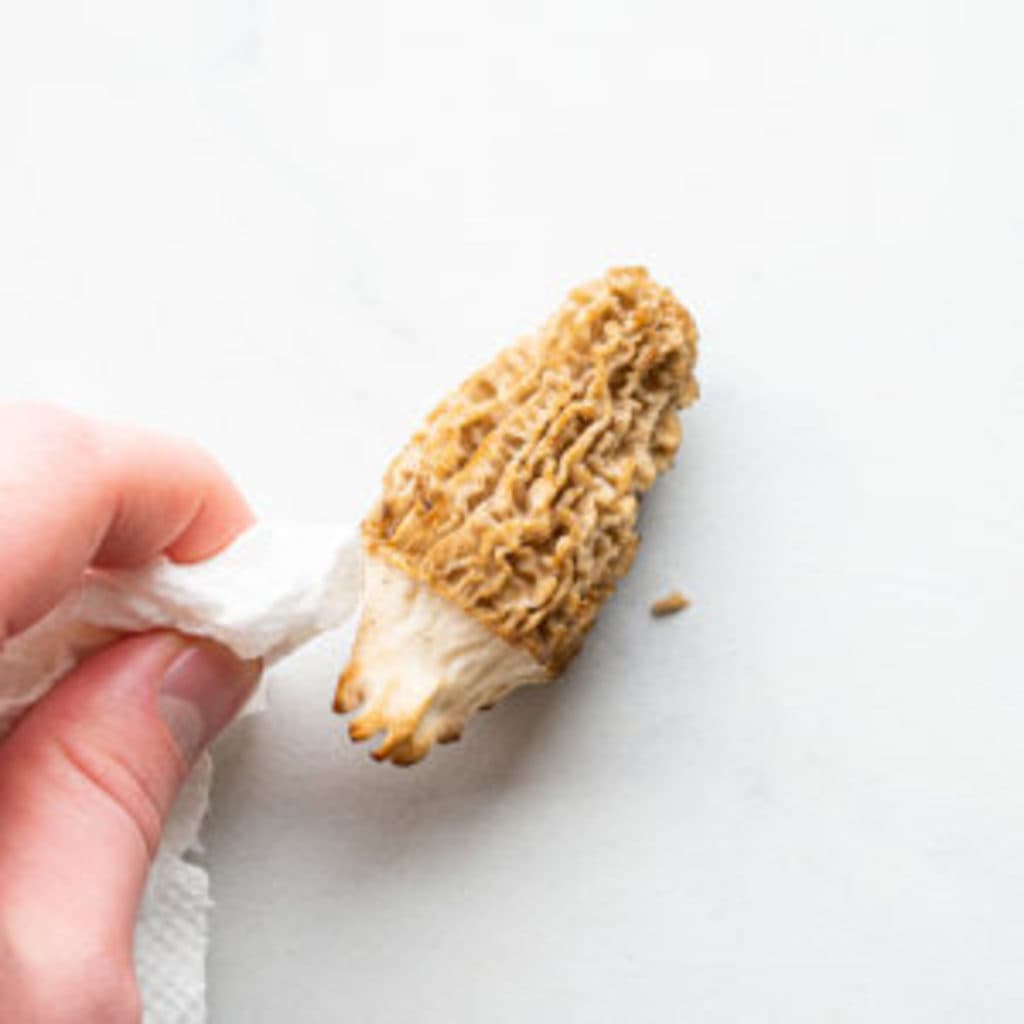 Clean and trim morels