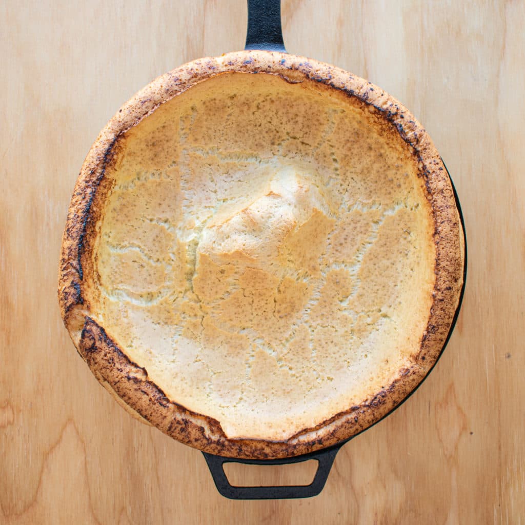 Bake maple morel dutch baby
