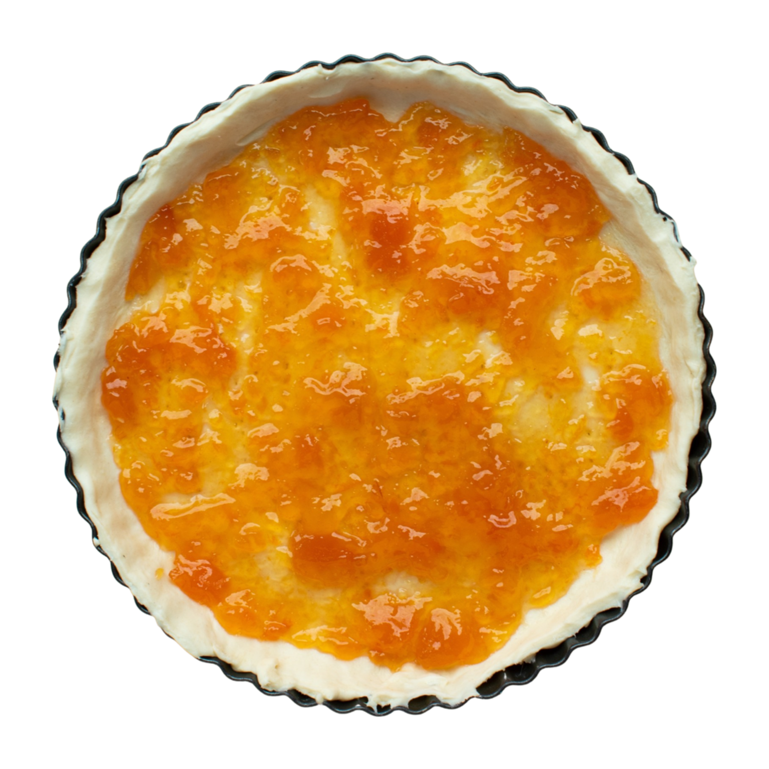 Layer apricot jam in crust