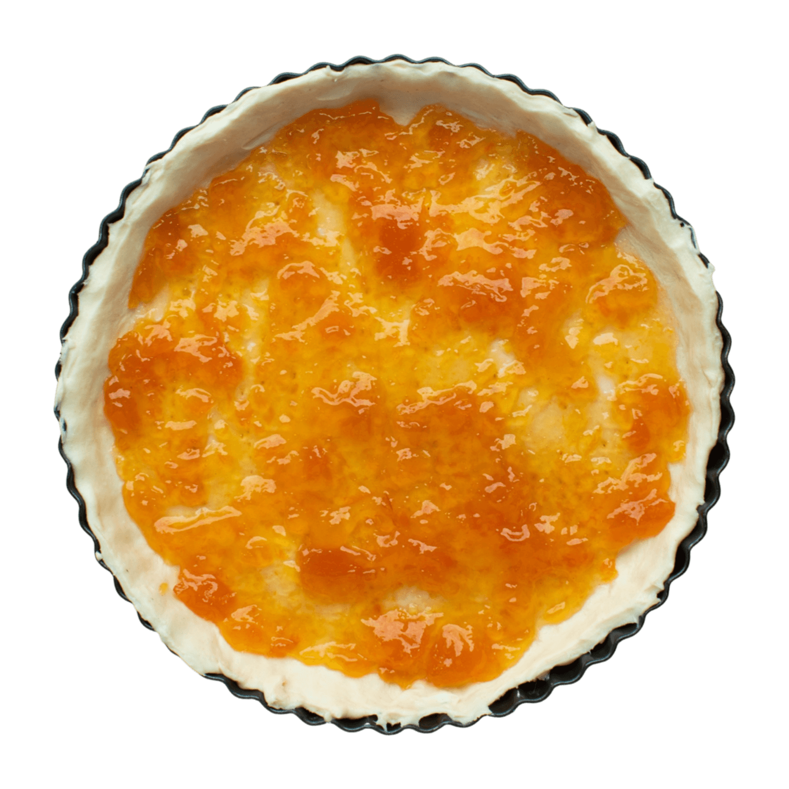 Layer apricot jam in crust